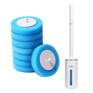 Long Handle Toilet Brush with 8PCS Disposable Replacement Head Cleaning Kit For Wall-mounted Bathroom Wc Accessories