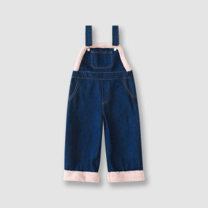 Girls Denim Overalls Spring Autumn Style Long Pants Korean Version Childrens Jeans Cotton 100% Safety Class B Suitable for Girls