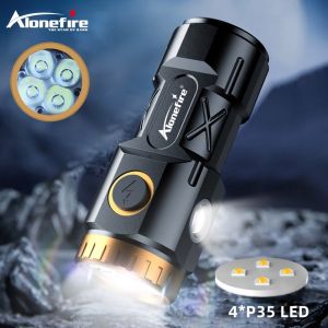 Alonefire X84 Mini Super Bright Flashlight 4 LED With Pen Lamp Usb Charge Outdoor Portable Torch