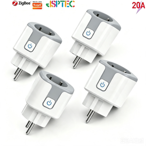Ổ Cắm Thông Minh TUYA Zigbee EU 20A Với Chức Năng Giám Sát Điện Năng Điều Khiển Bằng Giọng Nói Tương Thích Với Alexa Google Home Alice - Ổ Cắm Điều Khiển Từ Xa