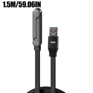65W/240W Foldable 2-in-1 Bracket Data Cable Multifunction Fast Charging Type C Charger Cord Dual PD Cable for IPhone 17/16/15 Samsung