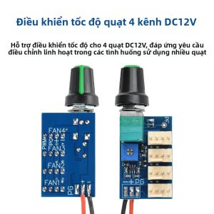 Mô-đun Điều Khiển Tốc Độ Quạt 4 Kênh DC 12V 3A Có Núm Điều Chỉnh Bằng Tay Để Giảm Tiếng Ồn Khung Gầm/máy Chủ
