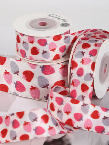 NingChu Ribbon | Strawberry Print Double-sided Ribbon