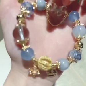 Fairy Tale Sea Blue Sapphire White Crystal Bracelet for Brides Niche Ice Snowflake Starry Sky Bracelet Cute Girl Gift