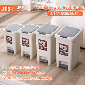 JFS 8/10/15/20/25/30L Trash Bin with Foot Pedal Garbage Bin Container Trash Can with Cover Dustbin with Pedal for Kitchen
