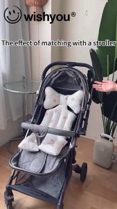 Wishyou เบาะรองรถเข็นเด็กนลายหมีน่ารัก เบาะรองคาร์ซีทหนาเด็ก 0-36 เดือน ผ้าฝ้ายระบายอากาศ อุปกรณ์เสริมสำหรับรถเข็นเด็ก