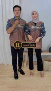 Blus / Blouse Atasan Batik Wanita Perempuan Cewek Kerja Kantor Modern Lengan Panjang Motif Laura
