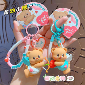 Cute Bear Butter Keychain Bag Car Keychain Couple Small Pendant Creative Gift Keychain without Brand Registration