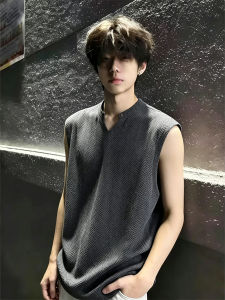 Fitness Herringbone Embroidery Studs American Casual Sleeveless T-shirt