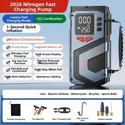 HELLOLEIBOO | Wireless Portable Car Tire Inflator with Pressure Gauge
