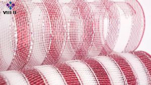 26CM 10 Yards Christmas Mesh Ribbon DIY Xmas Tree Wreath Decor Mesh Ribbon Red White Stripe New Year Gift Packing