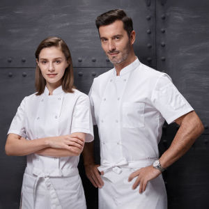 เสื้อเชฟ ชุดเชฟผู้ชาย เสื้อเชฟทำครัว ชุดเชฟผู้ใหญ่ chef uniform เสื้อกุ๊ก กระดุมพลาสติก 2 แถว กระเป๋าหน้า วัสดุผ้าฝ้ายแท้ ใส่ได้ทั้งหญิงเเละชาย ชุดเชฟ ชุดเชฟขาว - Lazada