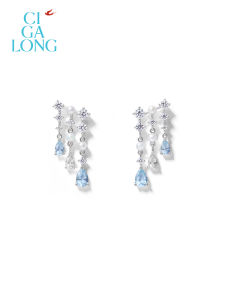 Ciga Long | New Chinese Style Aquamarine Necklace & Stud Earrings
