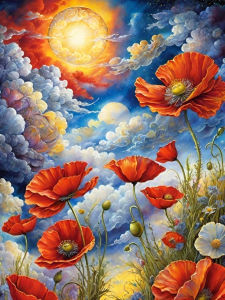 Huacan New Arrivals 2026 Diamond Painting Poppy Flower Diamond Mosaic Landscape Complete Kit Rhinestone Pictures
