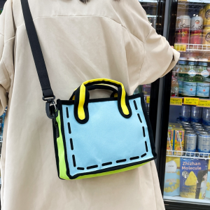 กระเป๋าผ้าใบลายการ์ตูนญี่ปุ่นสำหรับผู้หญิง กระเป๋าสะพายไหล่ทรงสี่เหลี่ยมแบนขนาดเล็ก กระเป๋าสะพายไหล่แบบพกพาได้ตลอดทั้งปี