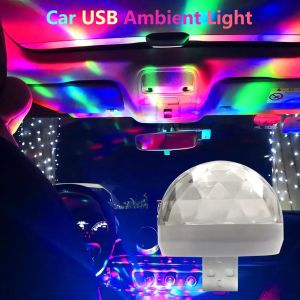 โคมไฟล้อมรอบ USB แบบพกพาในรถยนต์2ชิ้นโคมไฟล้อมรอบ LED ขนาดเล็กปลั๊กแอนด์เพลย์ตกแต่งปาร์ตี้อุปกรณ์ตกแต่งบ้านรถยนต์ภายใน
