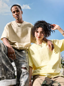 nuthink | Stereoscopic Letter Printed T-shirt For Men and Women Yellow