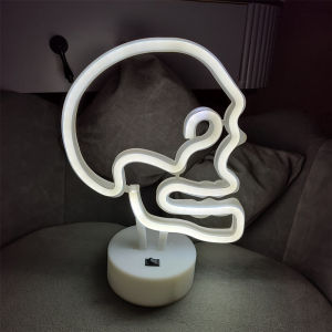 other | Skull Neon White Light Sign LED Halloween Decoration Lights USB and Battery Powered Room Home Decor Table Night Lights 07