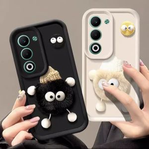 เคส OPPO A5 OPPO A5X OPPOA5 OPPOA5X 4G 5G ดีไซน์ใหม่เคสโทรศัพท์น่ารักลายการ์ตูนผ้ากำมะหยี่ลูกบอลถ่านหินปกป้องเลนส์ซิลิโคนนิ่ม2025
