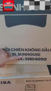 Nồi chiên không dầu 9L SUNHOUSE SHD4090 màn hình cảm ứng có kính quan sát - Chính hãng