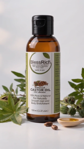 BlessRich Organic Castor Oil 100ml and 120ml Pure 100% Natural Cold Pressed Paraben Free hexane free Hair & Brow Growth Skin & Nails