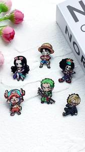 Bandai | Cartoon Character Brooches Set Q Version including Monkey D. Luffy Roronoa Zoro Sanji Brook Gift for Friends