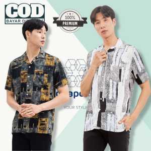 Kemeja Pria /Lengan Pendek/ Kemeja Kasual/ Vintage/ Kemeja Retro /Motif Abstrak/ Kemeja Bahan Rayon /Import Kemeja Kasual Vintage Pria Wanita Lengan pendek Korean Style Size M-L-XL