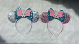 Disney Dumbo Mickey Mouse Ears Headbands Women Sequins Bow Hair Accessories Elephant Headband for Girls Kids Party Headwear Gift