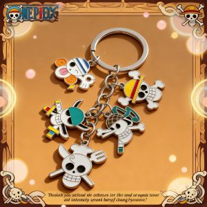 Bandai | Popular Hot New One Piece Luffy Ace Chopper Straw Hat Action Figures Model Toy Metal Keychains for Kids Gift Anime Collectible