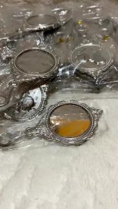 ( isi 50 pcs ) souvenir pernikahan cermin bulat silver