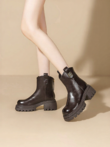 Josiny | Thick Sole Chunky Heel Women Boots English Style Casual New Winter Short Boots