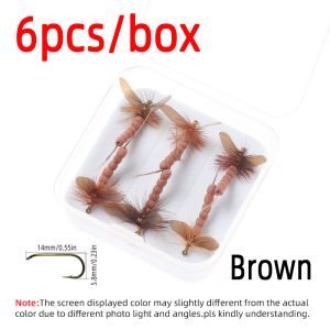 6pcs #12 Extended Body Mayfly Dry Fly Grizzly Saddle Hackle Mayfly Wing Foam Flies Fly Fishing Flies Trout Bass Fishing Lures