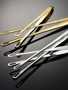 Stainless Steel Barbecue Clamp High Temperature Resistant Long Handle Korean Style Barbecue Clip Kitchen Fried Steak Shovel Clip Baking Shovel Long Bread Clip