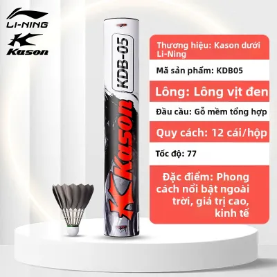 Li-Ning | Cầu Lông Kason KG100 & KG200 Lite - Lông Ngỗng Cao Cấp Siêu Bền & Chống Gió Tốt