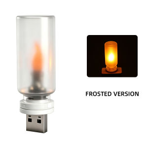 KEVANLY | USB LED Flame Type Night Light Frosted Clear Glass Flickering Dynamic Flame Light Flash Mood Lighting for Car Interior Home Lamp