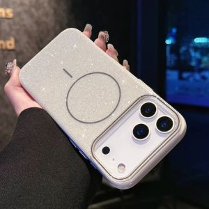 กลิตเตอร์ผงกรณีสำหรับ iPhone 17 Air 16 15 14 13 Pro Max Shining Shockproof Magnetic สำหรับ Magsafe ไร้สายชาร์จฝาครอบ