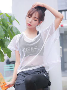 Short Moisture Wicking Mesh Sports Overclothes Quick-Drying Loose Breathable round Neck Running Fitness Yoga Thin Short Sleeve