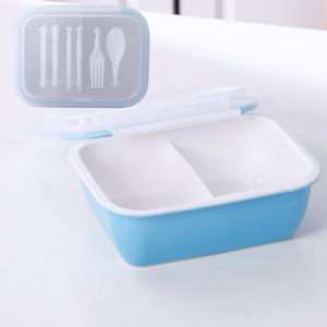 Divided Lunch Box Ceramic Multi-Functional Japanese Lunch Box Microwave Oven Office Worker Large Capacity Fat-Reducing Lunch Box with Lid