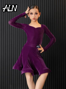 AILANGNA | Professional Silk Velvet Childrens Latin Dance Competition Uniform