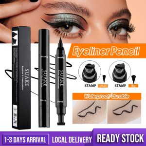 Double Head Eyeliner Stamp Pen Eye Liner Waterproof 2 in 1 Double Side Black Smooth Eyeliner & Seal Eyeline Stamp Makeup Tool