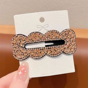 Barrettes Female Starry New Arrival Wave Square Full Rhinestone Hairpin Side Bang Clip Back Head Elegant Young Adult BB Clip
