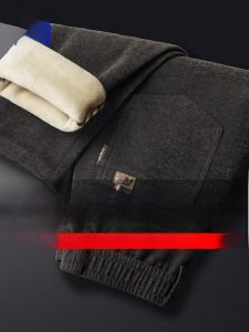 ROMON | Lormen Mens Fleece Lined Casual Pants Thick Winter Straight Leg Business Casual Long Trousers Fashionable Urban Style