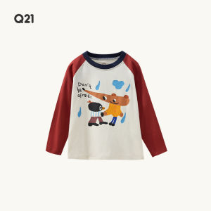 Q21 | Graffiti Colorblock Round Neck Long Sleeve Cotton Shirt for Kids 60s Thread Count