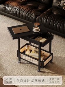 โต๊ะเล็กพับได้สร้างสรรค์สำหรับโซฟา ห้องนั่งเล่นขนาดเล็ก ตู้ด้านข้างบ้าน รถเข็นเคลื่อนที่ได้ โต๊ะกาแฟแบบพับได้สำหรับตกแต่งบ้าน