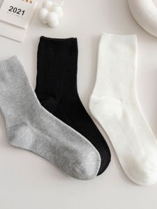 Socks Womens Mid Tube Stockings White Cotton Socks Spring and Summer Thin Bunching Socks Ins Pure White Long Socks Japanese Style Spring & Fall Cotton