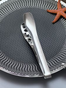 Thickened Food Grade 304 Stainless Steel BBQ Clamp Food Clamp Handheld Pancake Roast Meat Steak Pizza Baking Frying Clamp