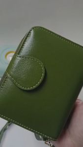 กระเป๋าสตางค์2พับ+ซิปรอบ ขนาดกลาง หนังแท้ แถมสายคล้องแขน