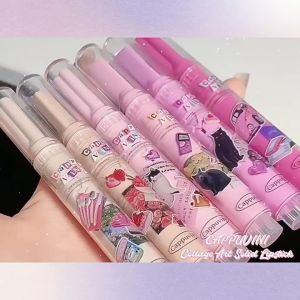 CAPPUVINI Gege Bear Lip Glaze Flower Love Jelly Mirror Lipstick  Language Secret Lipstick Moisturizing Waterproof Not Stick Cup Lovely Heart-shaped Jelly Lip Glaze