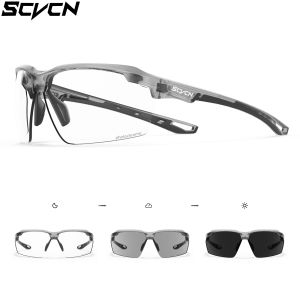 SCVCN | SCVCN Photochromic Cycling Glasses Bike Cycling Glasses UV400 Bicycle Riding Eyewear Sports MTB Outdoor Sports Goggles Eyepieces