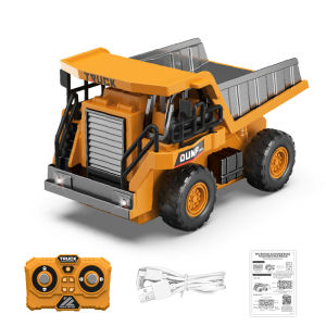 1:64 Desktop RC Truck Mini Remote Control Alloy Tracked Crane Dump Truck Electric Engineering Vehicle Model Toy Kid Boy Gifts